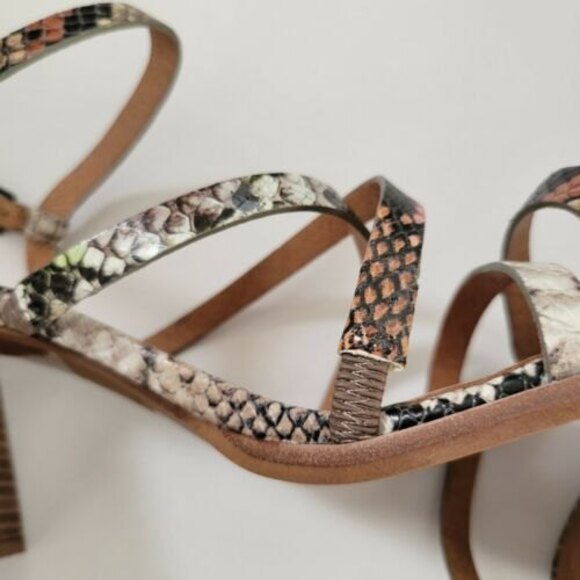 Madewell Strappy Sandal Leather block Heel Snake Embossed Women's Size 10 summer - Picture 9 of 9